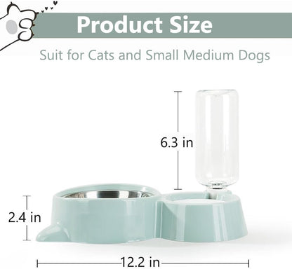 J&L VVMEET Dog Bowls, Cat Food and Water Bowl Set with Water Dispenser | Gravity Pet Feeder and Waterer Set with Detachable Stainless Steel Bowl Automatic Water Refill for Cats Dogs Puppy Rabbit5