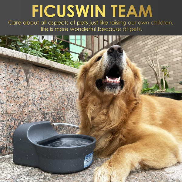 Automatic Dog Water Bowl Dispenser Patented 70OZ Water Dispenser for Dogs 2L Water Bowl Fit 3/4In GHT Male Faucet Outdoor Automatic Water Bowl Include Automatic Water Fill Valve Adapter 5Ft Water Hose6
