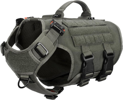 ICEFANG No Pull Tactical Dog Harness for Large Dogs,Adjustable Dog Vest | Control Handle,Molle Panel,Front Hook,3 Leash Clips,Soft Padded,For Walking Training,Pink,Large25