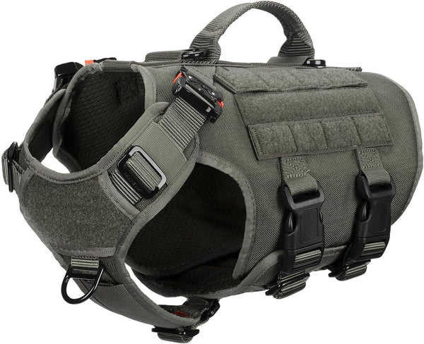 ICEFANG No Pull Tactical Dog Harness for Large Dogs,Adjustable Dog Vest | Control Handle,Molle Panel,Front Hook,3 Leash Clips,Soft Padded,For Walking Training,Pink,Large25