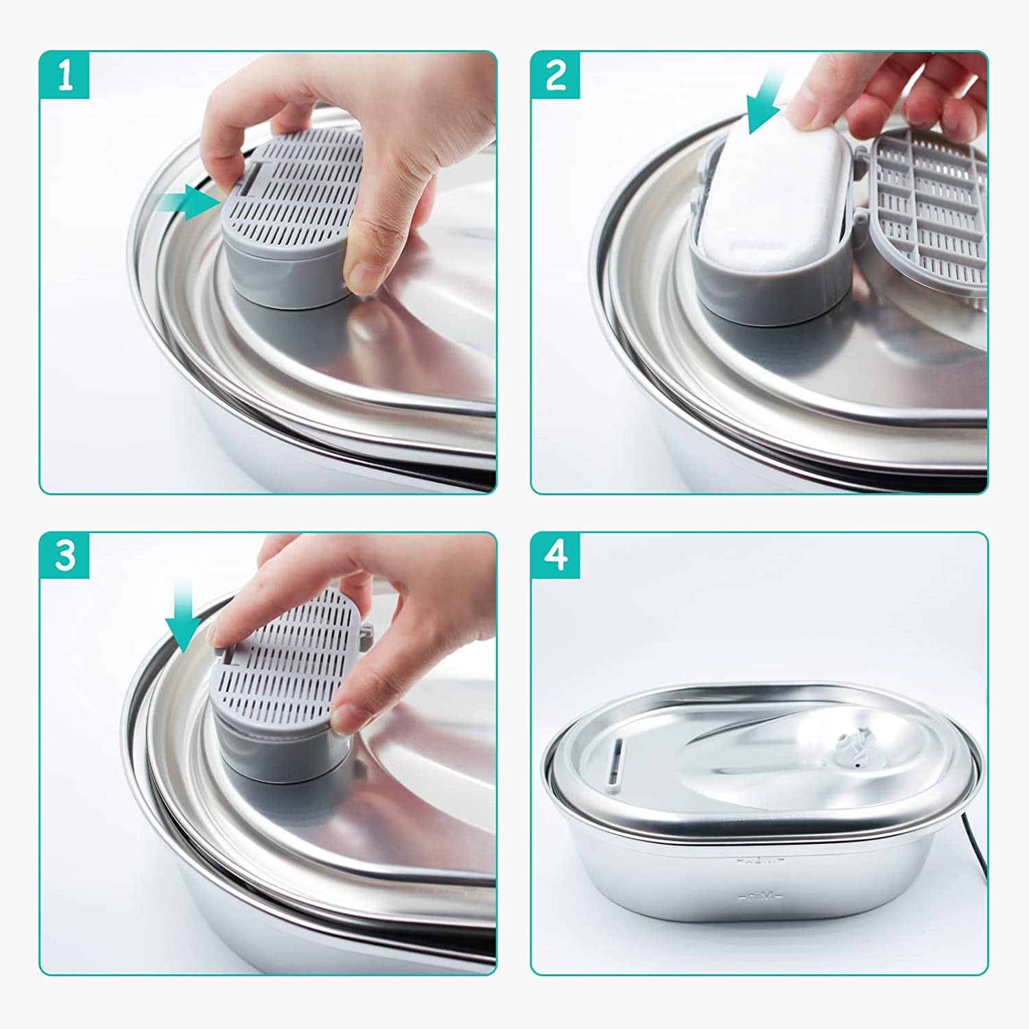 cat-water-fountain-filters-for-stainless-steel-67oz-2l-adjustable-water-flow-pet-fountain-8-pack-pet-replacement-filters-with-8-sponges