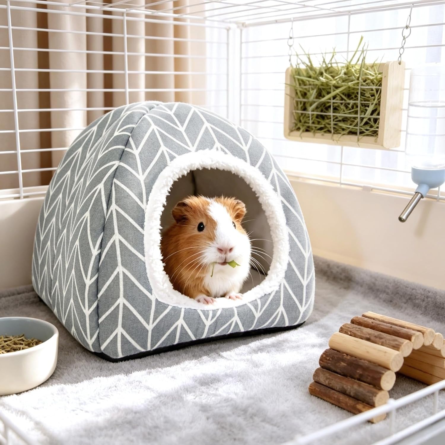 guinea-pig-hideout-bed-dwarf-rabbit-house-cave-cozy-hide-out-cage-accessories-for-little-bunny-hedgehog-ferret-chinchilla-other-small-animals-grey