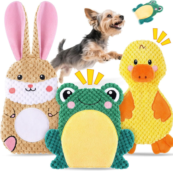 XIUGOAL Dog Toys to Keep Them Busy, 3 Pack No Stuffing Interactive Dog Toys with Crinkle, Squeaky Puppy Chew Toys for Small, Medium Breeds1