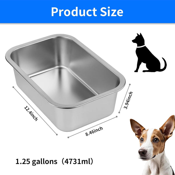 Ohtomber 1.25 Gallons Stainless Steel Dog Bowl, Big Pet Water & Food Bowl | No Spilling, Outdoor Feeder Dish Plate, for Indoor & Outdoor Feeding, Fits Big & Extra Large Dogs, Cats & All Pets2