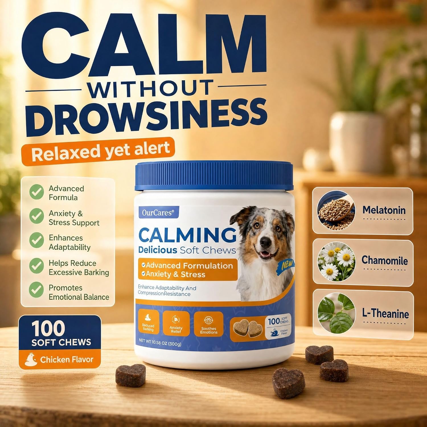 calming-chews-for-dogs-melatonin-anxiety-trial-pack-15-ct-chicken-non-drowsy-soft-chews-with-melatonin-chamomile-l-theanine-15-day-trial-size-for-anxiety-storms-travel-sleep-support
