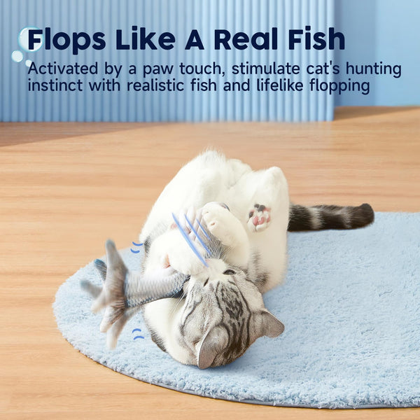 Potaroma Cat Toys Flopping Fish with Catnip, Moving Kitten Kicker, Floppy Wiggle Carp for Small Dogs, Interactive Motion Kitty Exercise, 10.5 Inches2