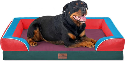 Comfort Expression Orthopedic Dog Bed for Extra Large Dogs with Bolster | Waterproof Dog Couch Bed with Washable Cover & Non-Slip Bottom, Supportive Egg Crate Foam XL Pet Bed, 42X30 Inch146