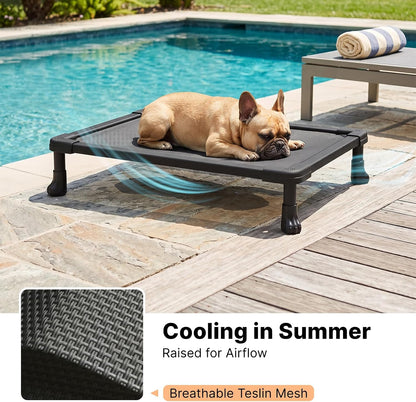 Veehoo Elevated Dog Bed Small, Chew Proof Dog Bed Pre-Assembled, 24" X 17" | Cooling Raised Dog Bed, Indestructible Dog Bed for Crate, Non-Slip Feet, Breathbale Teslin Mesh, Indoor Outdoor Use, Black4