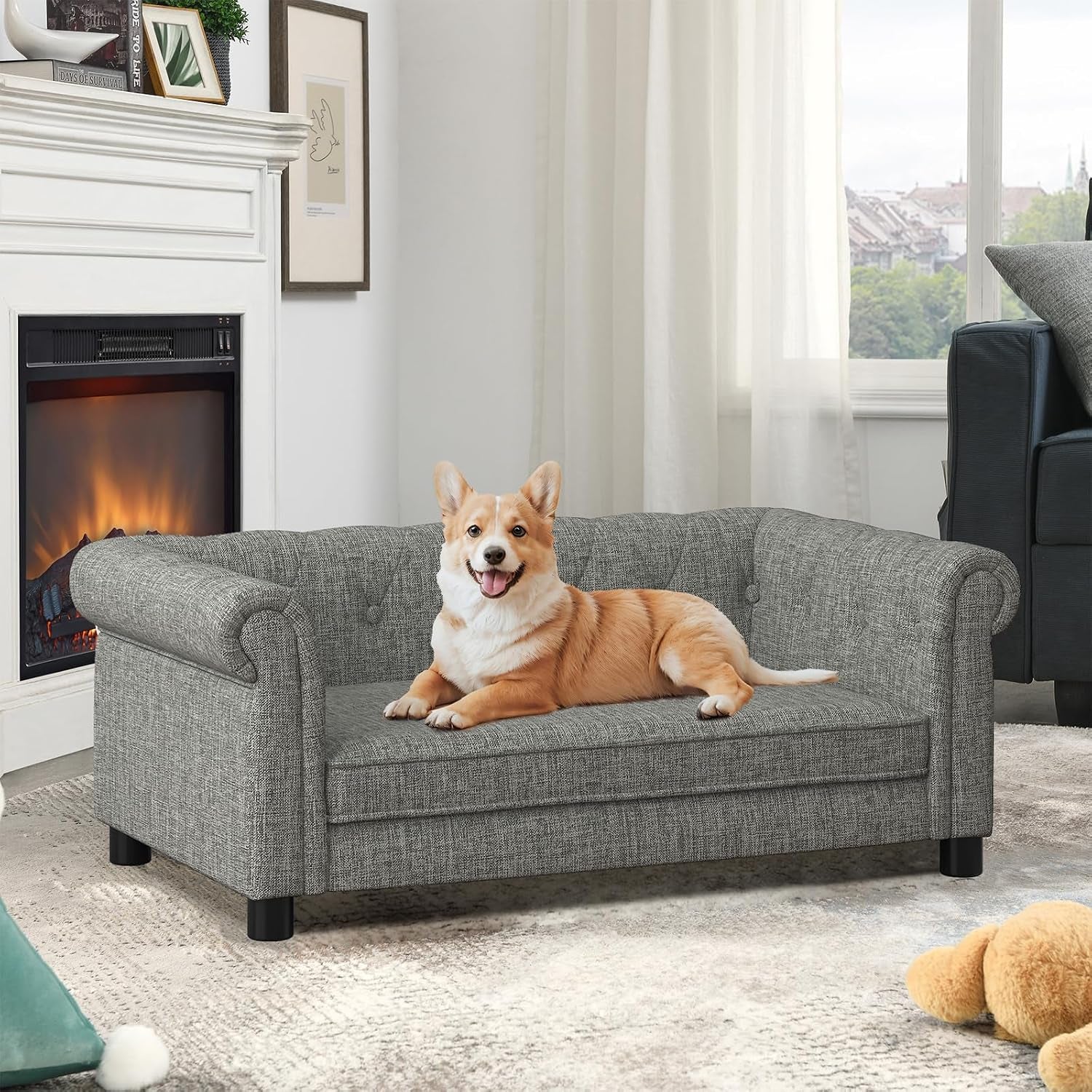 39-75-modern-pet-sofa-with-backrest-and-armrests-comfortable-foam-cushion-dog-couch-for-small-and-medium-dogs-stable-leg-design-for-living-room