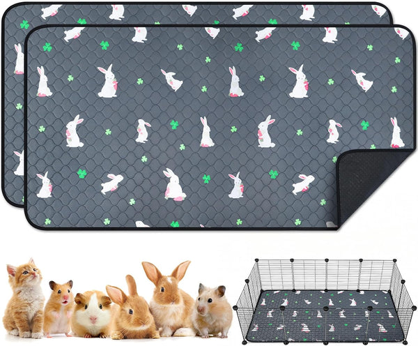 2 Pack Guinea Pig Cage Liners, Washable Guinea Pig Pee Pads Waterproof Reusable & anti Slip Guinea Pig Bedding Fast and Super Absorbent Pee Pad Tarp Bottom for Small Animals (Dark Grey 24" X 47")9