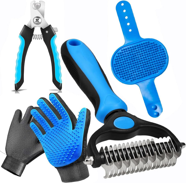 NVNAN Pet Hair Removal Glove for Dogs & Cats, 2-Pack Blue | 2-In-1 Deshedding Brush and Massage Mitt for Shedding Control, Bathing and Washing, Safe for Short or Long Hair Pets9