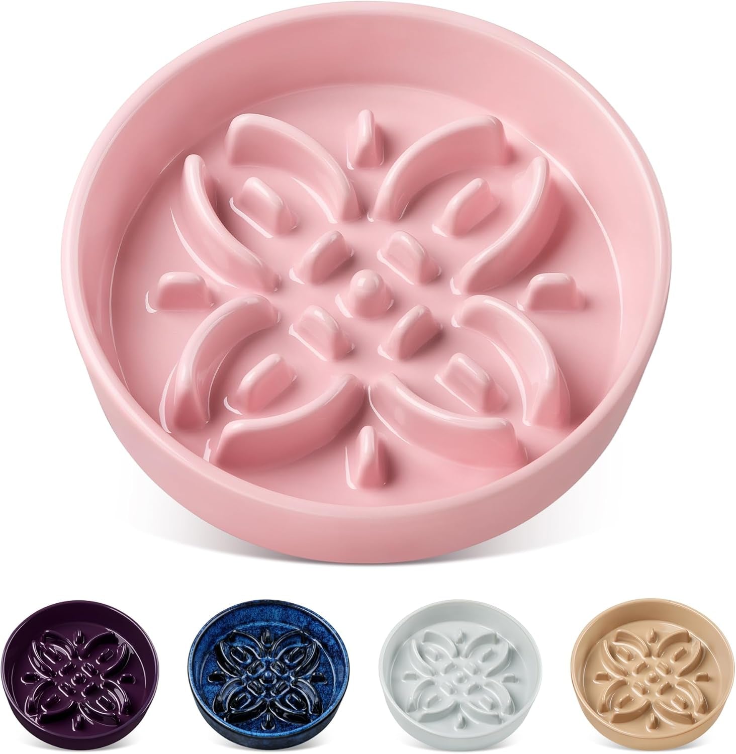 vancasso-ceramic-slow-feeder-dog-bowls-puzzle-dog-food-bowls-with-floral-maze-anti-slip-pet-food-dish-for-small-breed-0-6-cups-blue