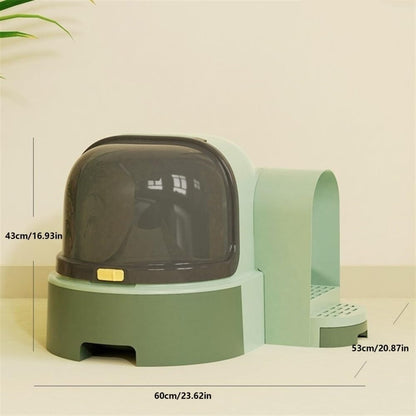Pet Supplies, Extra Large Enclosed Cat Litter Box with Scoop, Splash-Proof Drawer Design(Brown)2