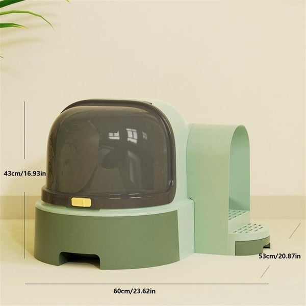 Pet Supplies, Extra Large Enclosed Cat Litter Box with Scoop, Splash-Proof Drawer Design(Brown)2