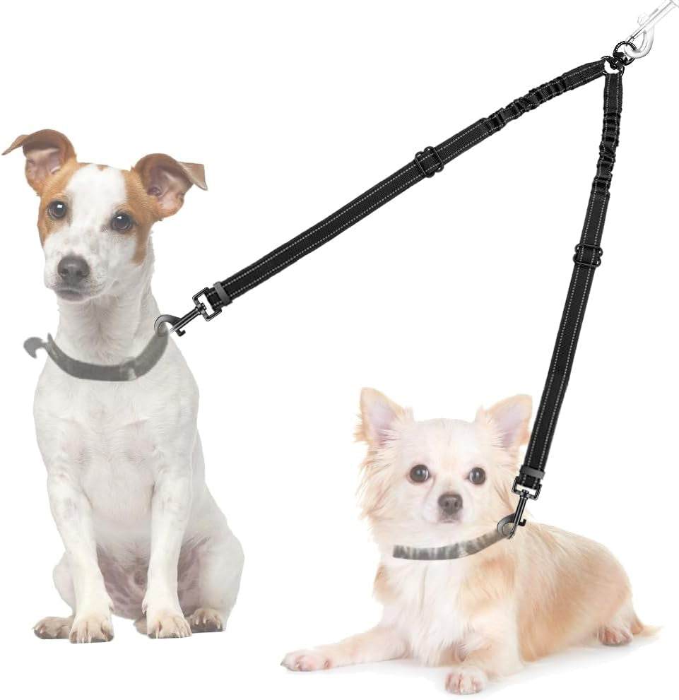 autowt-double-dog-leash-no-tangle-360-swivel-rotation-reflective-lead-attachment-adjustable-length-dual-two-dogs-lead-splitter-comfortable-shock-absorbing-walking-training-for-2-dogs