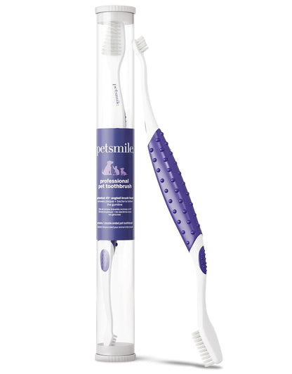 Petsmile Professional Pet Toothbrush, Patented 45° Cats + Dogs | Patented 45° Angled Brush Head, Soft Bristles, Reaches below Gumline, Small + Large Pets, Vet-Recommended, Ergonomic Handle1