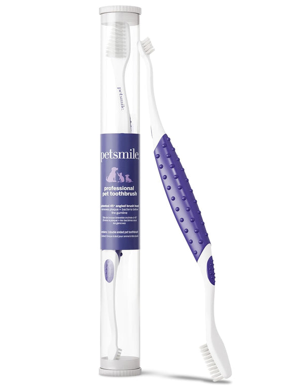 Petsmile Professional Pet Toothbrush, Patented 45° Cats + Dogs | Patented 45° Angled Brush Head, Soft Bristles, Reaches below Gumline, Small + Large Pets, Vet-Recommended, Ergonomic Handle1