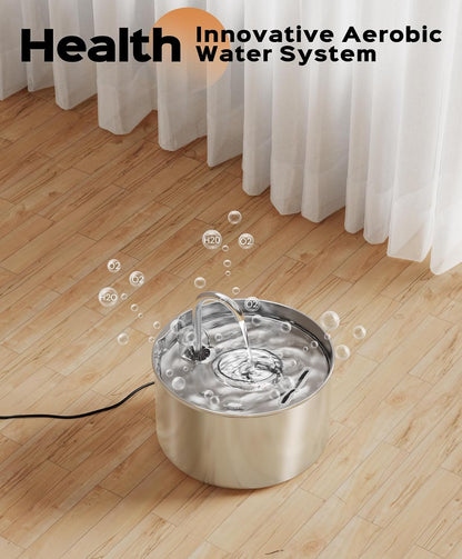 Cat Water Fountain Stainless Steel + 8 Filters + 8 Sponges - Pet Water Fountains Faucet Metal Automatic Cat/Dog Waterer Bowls Pets Watering Running Bottle Water Dispenser for Drinking Ultra Quiet Pump2