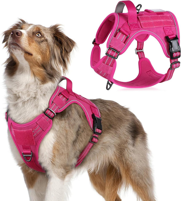 Rabbitgoo Tactical Dog Harness for Large, No Pull Military Service Vest | Molle & Handle, Heavy Duty, Adjustable, Reflective Straps, Easy Control for Training Walking, Black, Large47