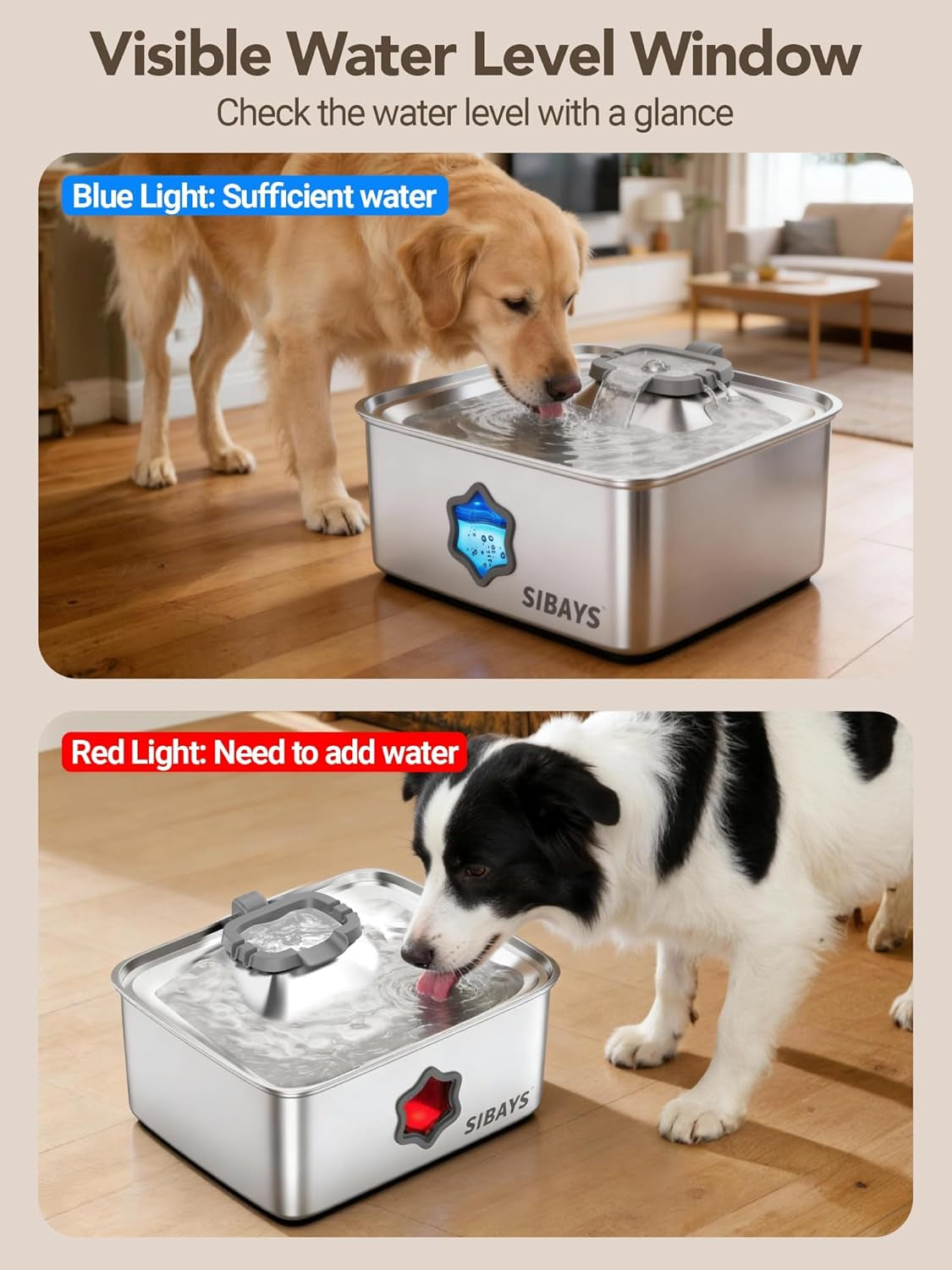 sibays-4gal-15l-dog-water-fountain-stainless-steel-pet-water-fountain-with-water-level-window-led-light-quiet-automatic-dog-water-bowl-dispenser-for-large-dogs-multi-pet-easy-to-clean-fs81