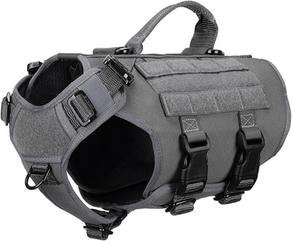 ICEFANG No Pull Tactical Dog Harness for Large Dogs,Adjustable Dog Vest | Control Handle,Molle Panel,Front Hook,3 Leash Clips,Soft Padded,For Walking Training,Pink,Large14