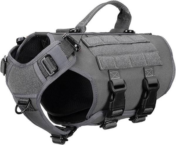 ICEFANG No Pull Tactical Dog Harness for Large Dogs,Adjustable Dog Vest | Control Handle,Molle Panel,Front Hook,3 Leash Clips,Soft Padded,For Walking Training,Pink,Large14