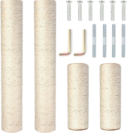 Powerking Natural Sisal Replacement Scratching Post, 15.7'' 2 Pieces M8 Cat Scratch Post Refill Pole Parts for Refurbishment, Include Screws (White)16