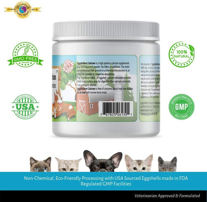 Calcium for Dogs and Cats - Fine Eggshell Powder - Strong Hip & Joint Supplement for Dogs and Cats- Dietary Supplement - No Additives - Pet'S Friend Eggshellent Calcium 16Oz2