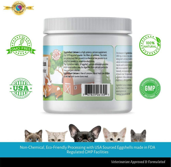 Calcium for Dogs and Cats - Fine Eggshell Powder - Strong Hip & Joint Supplement for Dogs and Cats- Dietary Supplement - No Additives - Pet'S Friend Eggshellent Calcium 16Oz2