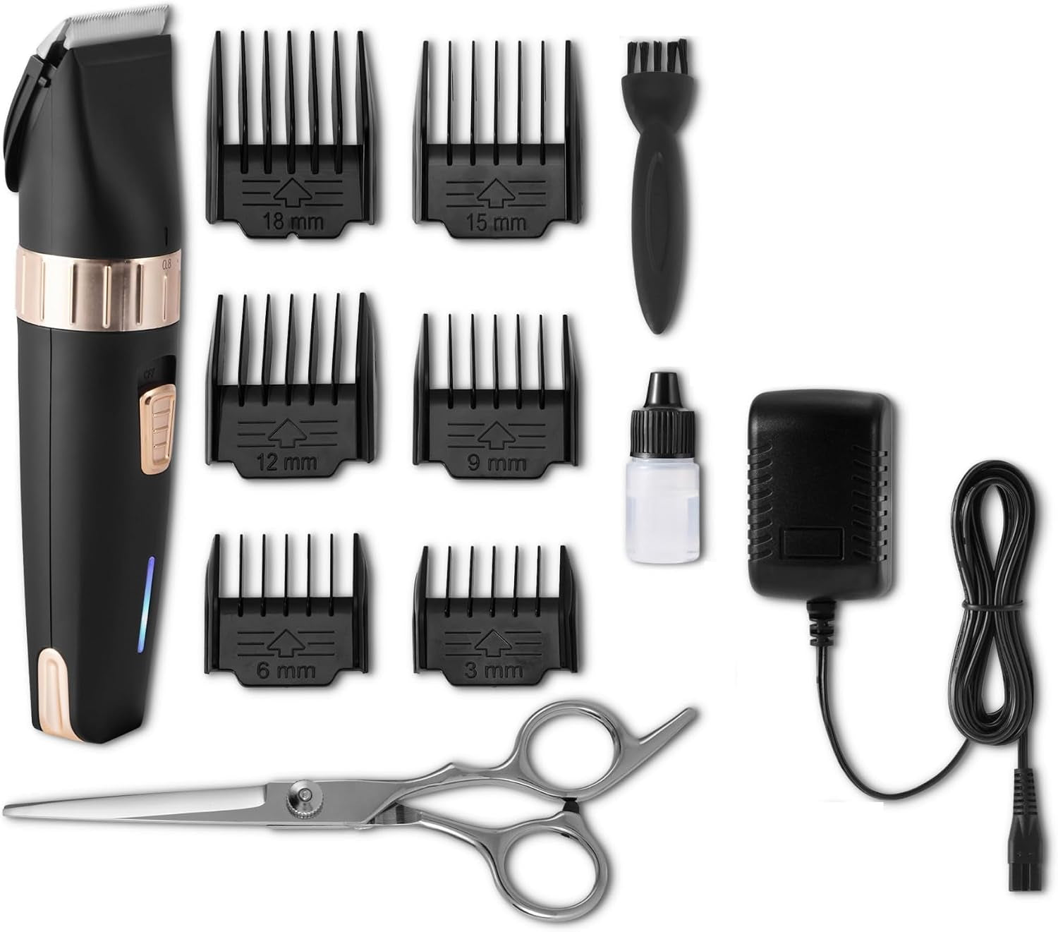 amazon-basics-dog-clippers-low-noise-rechargeable-cordless-pet-grooming-kit-with-6-comb-sizes-for-dogs-cats-black