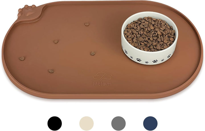 Silicone Pet Placemat, Waterproof Pet Feeding Bowl Mat, Brown, 24" * 16"
