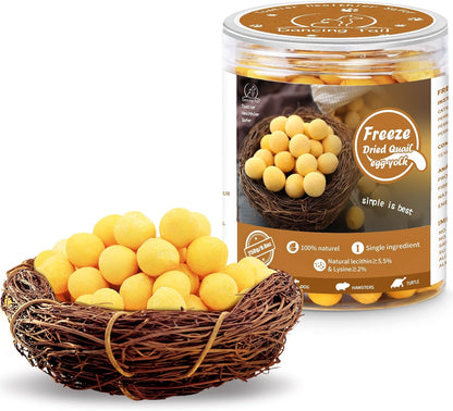 Dancing Tail Freeze Dried Quail Egg Yolk & Cranberry Cube Cat & Dog Treats Biscuits, Dehydrated Healthy Tasty Snack for Training 2.5 Ounce8