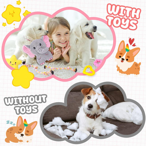 XIUGOAL Pink Puppy Toys - 9 Pack Puppy Chew Toys for Teething, Enrichment Dog Toys for Small Dogs to Keep Them Busy, Squeaky Plush Toy for Boredom7