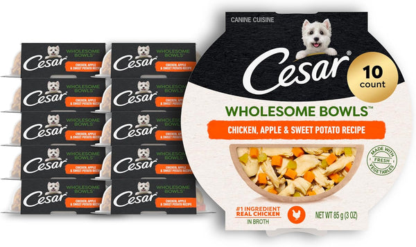 Cesar Wholesome Bowls Wet Dog Food, Chicken Recipe, 3 Oz, 10 Count | Real Chicken #1 Ingredient, Slow-Cooked, 7 Key Ingredients, No By-Products or Artificial Flavors, Easy to Digest14