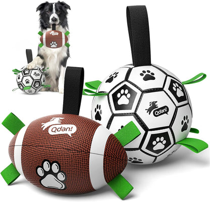 QDAN Dog Toys Dog Balls, 6 Inch Dog Soccer Ball with Straps, Herding Balls | Dog Birthday Toy, Balls for 20-40Lbs Dogs, Outdoor Puppy Toys to Keep Them Busy, Interactive Toy for Tug, Pool Water Toy Ball22