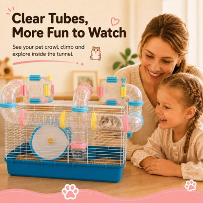 94 Pcs DIY Hamster Tunnel Tube Set, Clear Small Animal Cage Tube Kit Can Easy Viewing, 2-Inch Diameter Exercise Playground for Dwarf Hamsters, Mice & Gerbils7