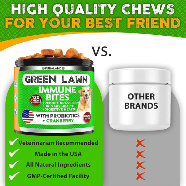 FURALAND Grass Burn Spot Chews for Dogs - Dog Pee Lawn Spot Saver Caused by Dog Urine - Grass Treatment Rocks - Dl-Methionine + Digestive Enzymes - Dog Urine Neutralizer for Lawn - Soft Treats4