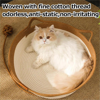 Instinct Basket, Stimuli Handwoven Cat Basket for Cats, Large | round Boho Cat Bed, Cotton Rope Weave, Scratchable & Breathable, Reduces Bed Rejection for Cats2