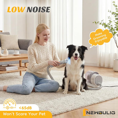 NEWBULIG Pet Grooming Vacuum Kit for Cats and Dogs, 2.5L Dust Cup, White | 3 Suction Modes and 5 Groomer Tools, Dog Clippers with Cordless Low Noise for Cats, Dogs Other Animals Hair Trimmer3
