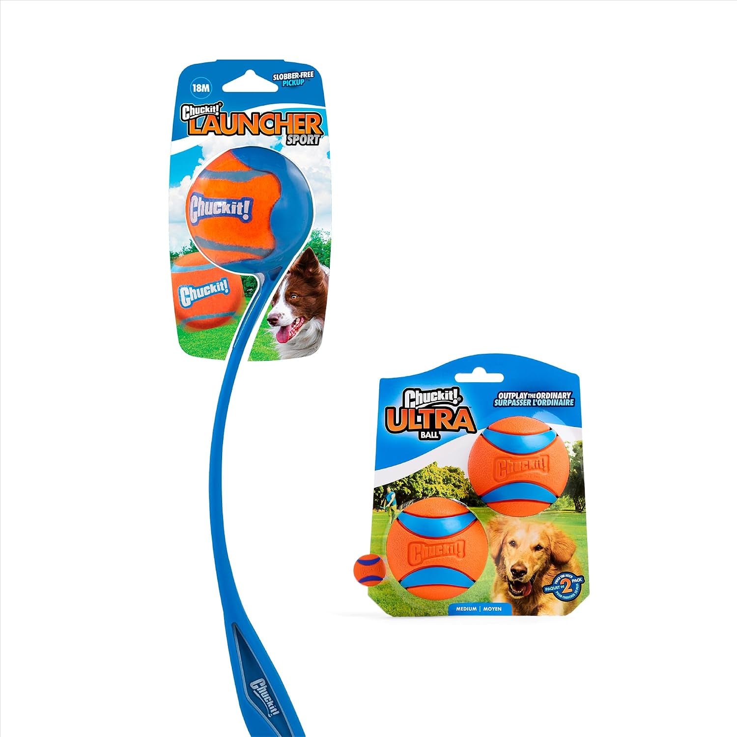 chuckit-ultra-ball-launcher-bundle-sport-18-with-2-pack-medium-2-5-bouncy-fetch-balls-for-dogs-20-60-lbs-dog-fetch-ball-thrower