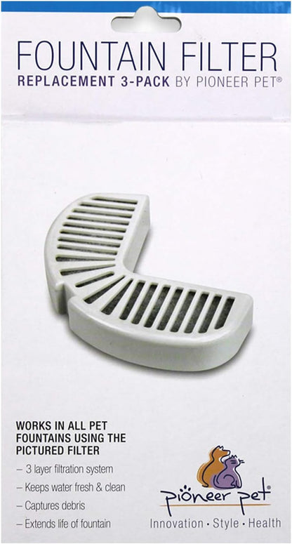 Pioneer Pet Replacement Filters for Ceramic & Stainless Steel Fountains, Raindrop Filters (3 Filters),White1