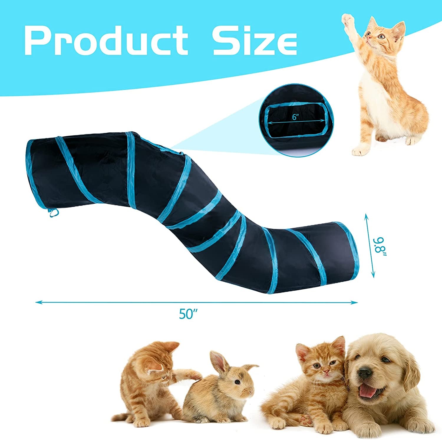 sheldamy-cat-tunnel-s-2-way-cat-tunnels-for-indoor-cats-collapsible-cat-play-tunnel-interactive-toy-maze-cat-house-with-1-play-ball-for-cats-puppy-kitty-kitten-rabbit-blue-black