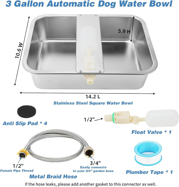 YUEPET 3 Gallon Automatic Dog Water Bowl Dispenser for Large Dogs Outdoor | Auto Fill Dog Water Bowl Dispenser, Stainless Steel Auto Dog Waterer with Float Valve, Extra Large for Dogs, Pets & Animals6