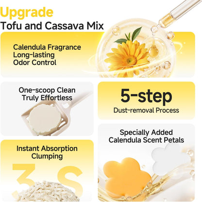 Tofu Cassava Mixed Cat Litter, Natural Ingredients, Quick Clumping, Odor Control, Flushable, Low Tracking, Low Dust, 5.5 Lb(5.5Lb×1 Packs)2