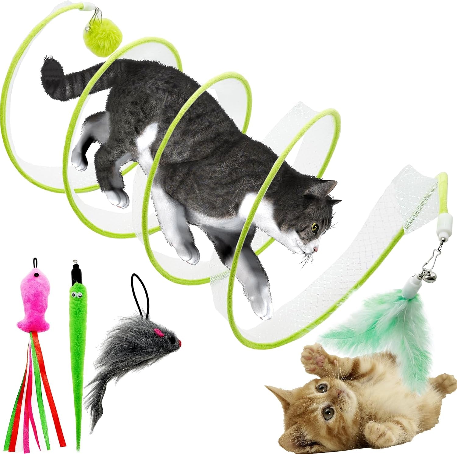 self-play-cat-hunting-spiral-tunnel-toy-folded-cat-spring-tunnel-toys-for-indoor-cats-green