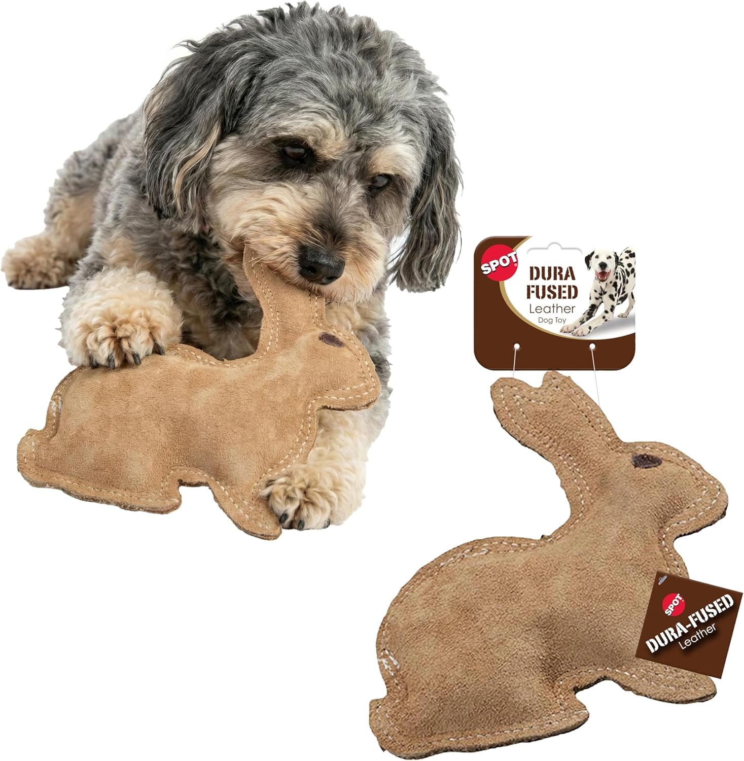 spot-dura-fused-leather-rabbit-dog-toy-durable-real-leather-jute-chew-toy-with-squeaker-double-stitched-for-moderate-chewers-small-medium-dogs-7-5in