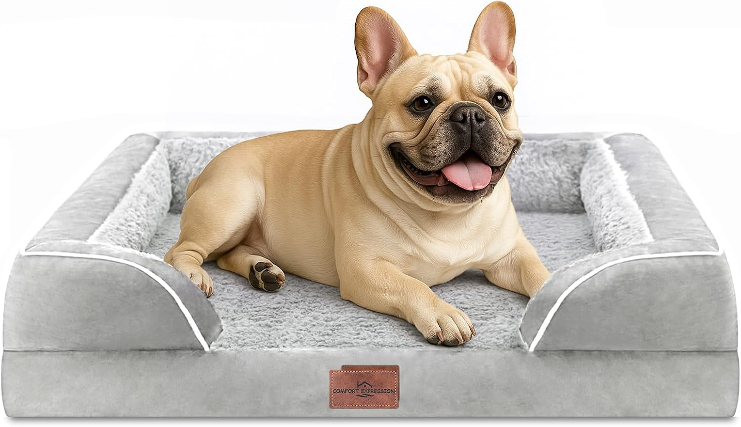 comfort-expression-orthopedic-dog-bed-for-extra-large-dogs-with-bolster-waterproof-dog-couch-bed-with-washable-cover-non-slip-bottom-supportive-egg-crate-foam-xl-pet-bed-42x30-inch