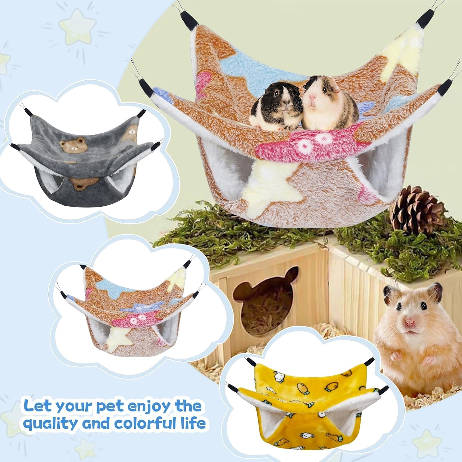 yedsintu-3-pcs-guinea-pig-hammock-rat-ferret-hanging-hammock-guinea-pig-accessories-for-small-animals-chinchilla-parrot-sugar-glider-ferret-hamster-squirrel-11-11