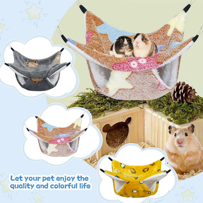 Yedsintu 3 Pcs Guinea Pig Hammock, Rat Ferret Hanging Hammock Guinea Pig Accessories for Small Animals Chinchilla Parrot Sugar Glider Ferret Hamster Squirrel (11"×11")4