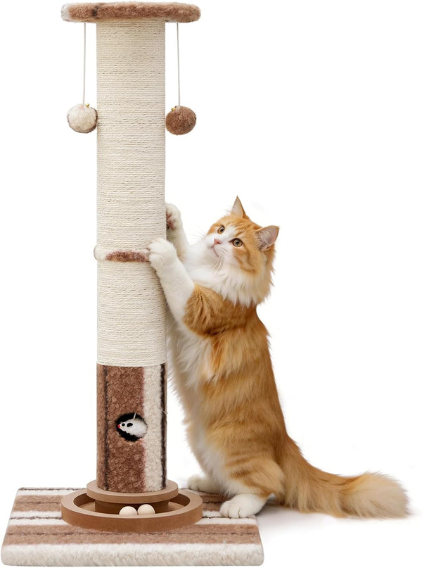 Woochpet Cat Scratching Post,Heavy Duty Green Sisal Scratcher with Cat Toys | Protect Furniture,Modern Boho Cat Post,For Indoor Large Cats,Cat Ball Track8